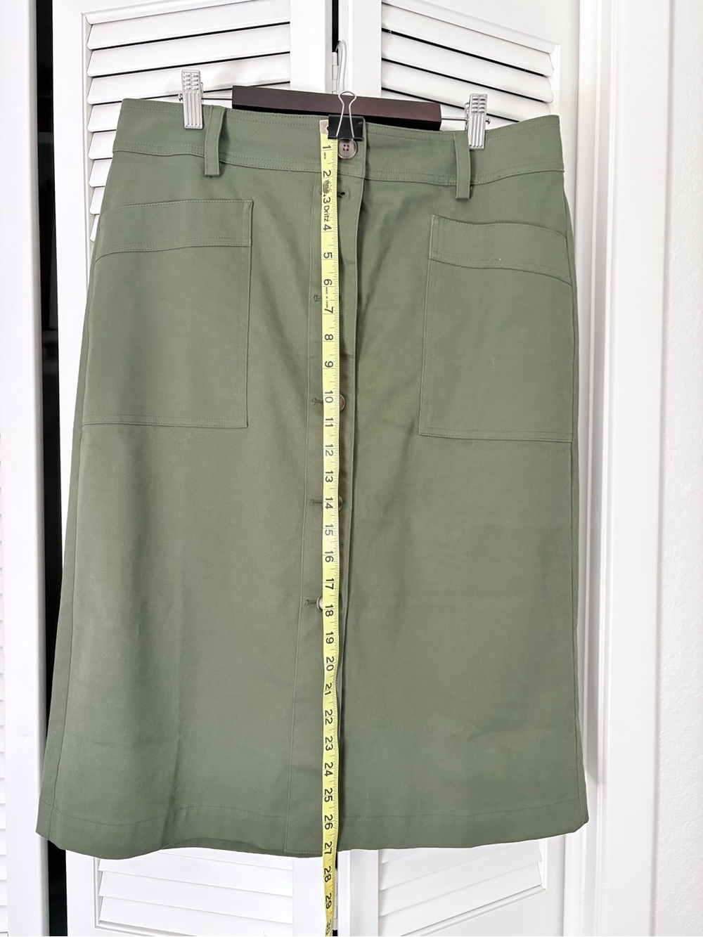 J. Crew Olive Utility Midi Skirt. Size 12.